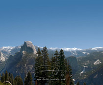 yosemite view of half dome, tenaya canyon, nevada fall and the distant mountains of the park viewed from glacier point